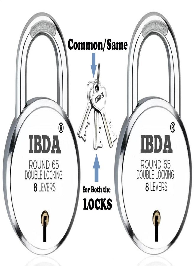IBDA 2 Lock with Same Key | Double Locking | Steel Body | Common Key Padlock | Lock for Home, Shutter, gate, Door, kadi, Channel, Chain, Shop, Outdoor, Indoor | Same Key Lock Set of 2 with 3 Keys | - Image 1